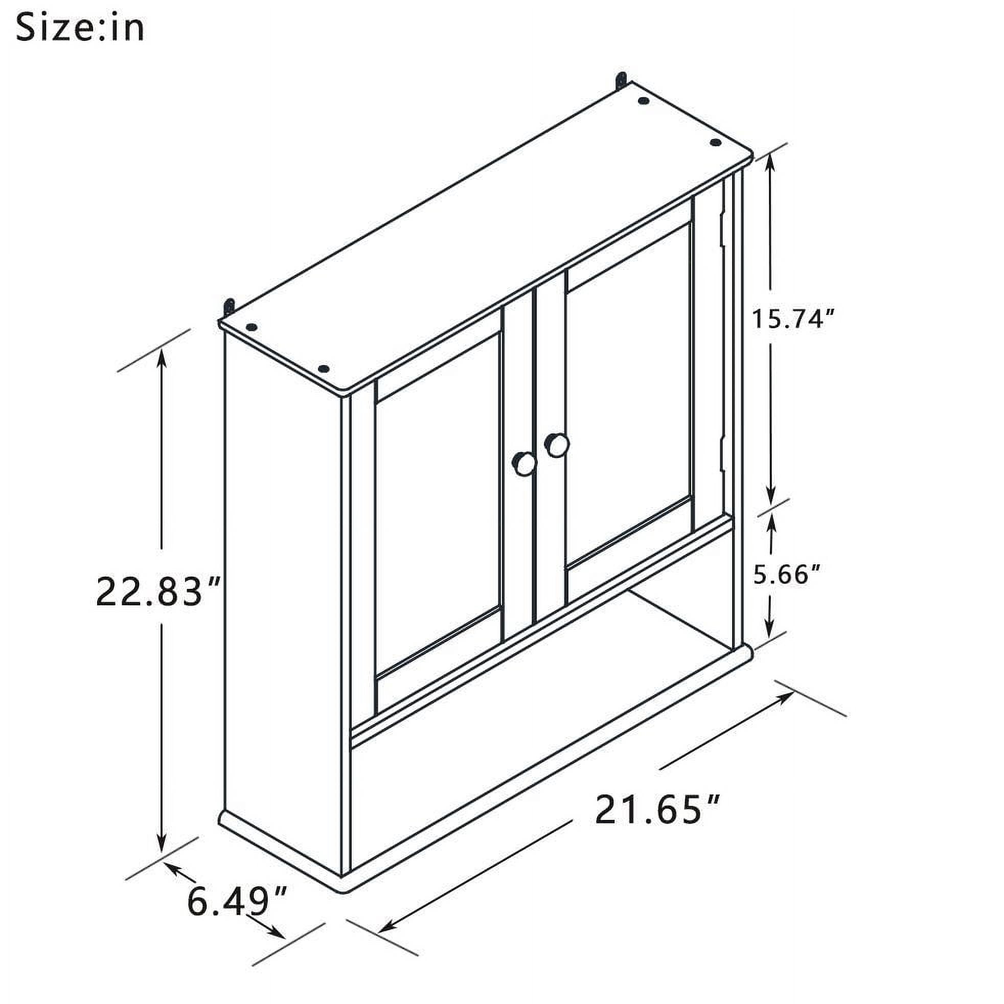 Zimtown Bathroom Medicine Cabinet Mirror, Wall Mount Storage  with 2 Mirror Doors and Shelves, White