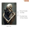 thumbnail image 3 of 1pc Metal Wall Sign, 8x12 Inches, Skeleton Embracing Black Cat Decorative Sign, Perfect for Halloween, Ideal Home, Bar, Cafe, Garage, or Garden Decor, Unique Holiday Decorations, 3 of 7