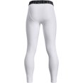 thumbnail image 2 of Under Armour Boy's HeatGear Armour Leggings (White/Black, M), 2 of 2