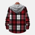 thumbnail image 5 of Hfyihgf Flannel Plaid Hoodie Shirts for Mens Trendy Relaxed-Fit Button Down Long Sleeve Lightweight Hood Shirts Jackets(Red,L), 5 of 8