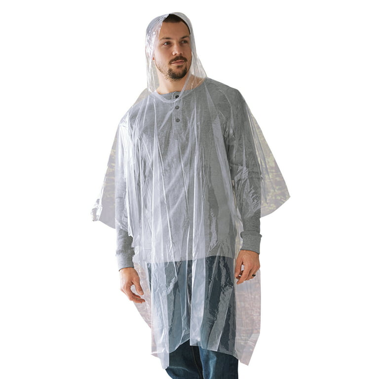 Ozark Trail Clear Hooded Adult Unisex Emergency Poncho, One Size Fits Most  