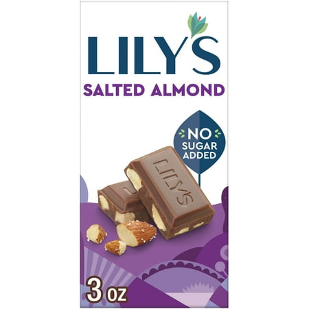 Lily's Salted Almond Milk Chocolate Style No Sugar Added Sweets, Bar 3 oz