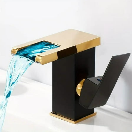 Black  Gold LED Bathroom Sink Faucet 1 Hole Basin Vanity Mixer Taps Single Handle
