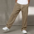 thumbnail image 5 of SAWOBUUN Men's Cotton Pants Relaxed Fit Casual Summer Pants Drawstring Elastic Waist Trousers, 5 of 9