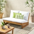 thumbnail image 3 of GDF Studio Elloree Outdoor Acacia Wood Loveseat with Cushions, Teak and White, 3 of 12