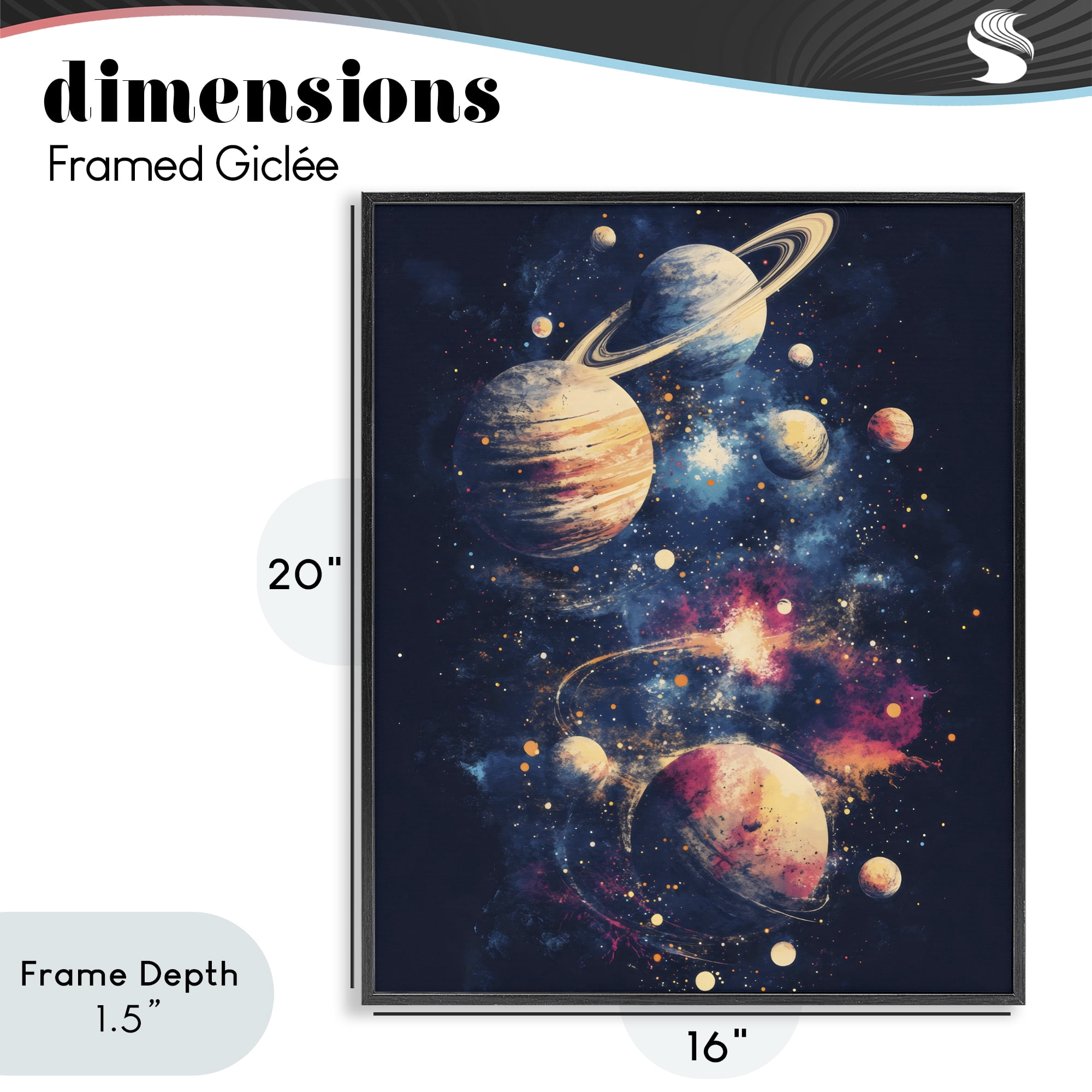 Stupell Industries Cosmic Planet Curiosities Black Framed Giclee Art, design by Creative Studio
