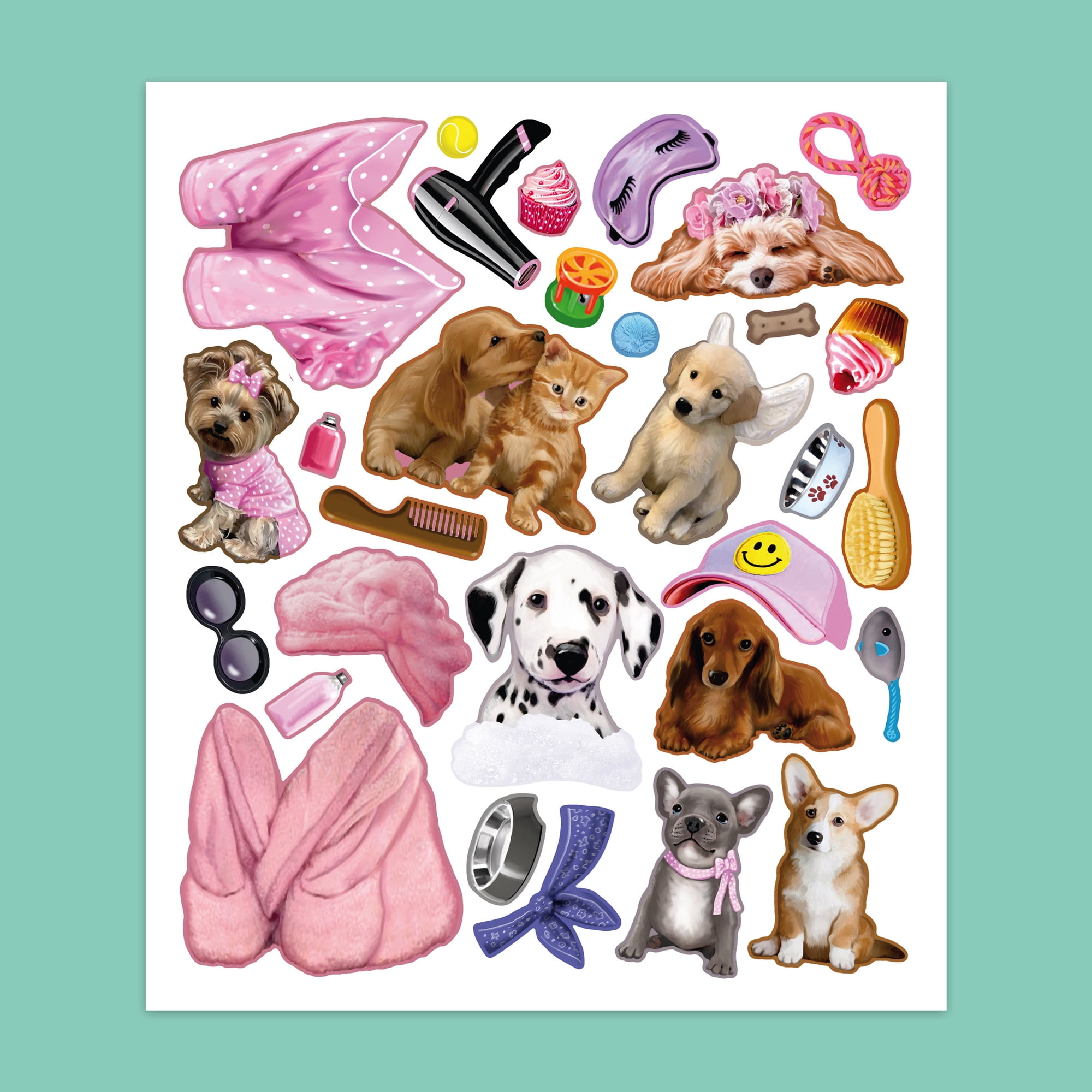 book 'n' app: Panorama Sticker Book - Cute Animals - Mix-Match Stickers On Double-Page Spreads, Dress-Up Animals, Playful Illustrated Scenes, Kids 4+