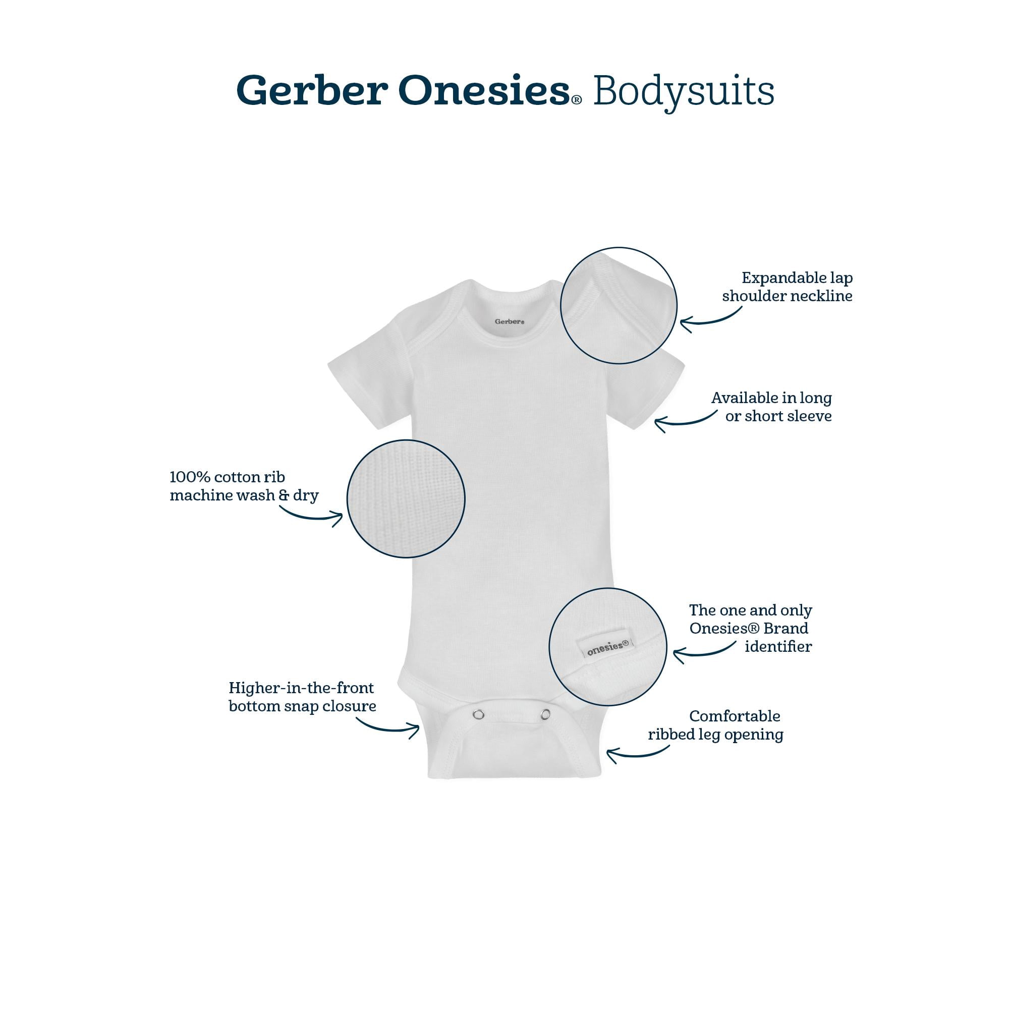 Gerber Newborn Baby Boy or Girl Unisex Long Sleeve Onesies Brand Bodysuit with Mitten Cuff, 3-Pack