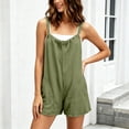 thumbnail image 5 of Sahpxhe Rompers for Women Cotton Tie Back Sleeveless Shorts Backless Overalls Summer Casual Trendy Jumpsuits for Beach Vacation Green M, 5 of 9
