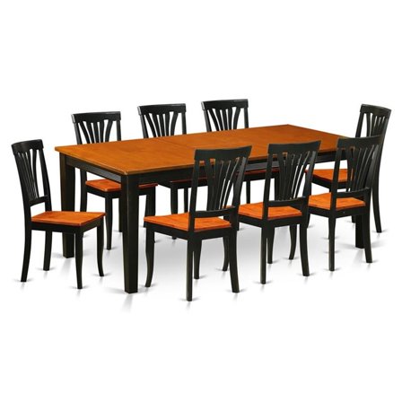 Atlin Designs 9-piece Dining Set with Wood Chairs in Black/Cherry