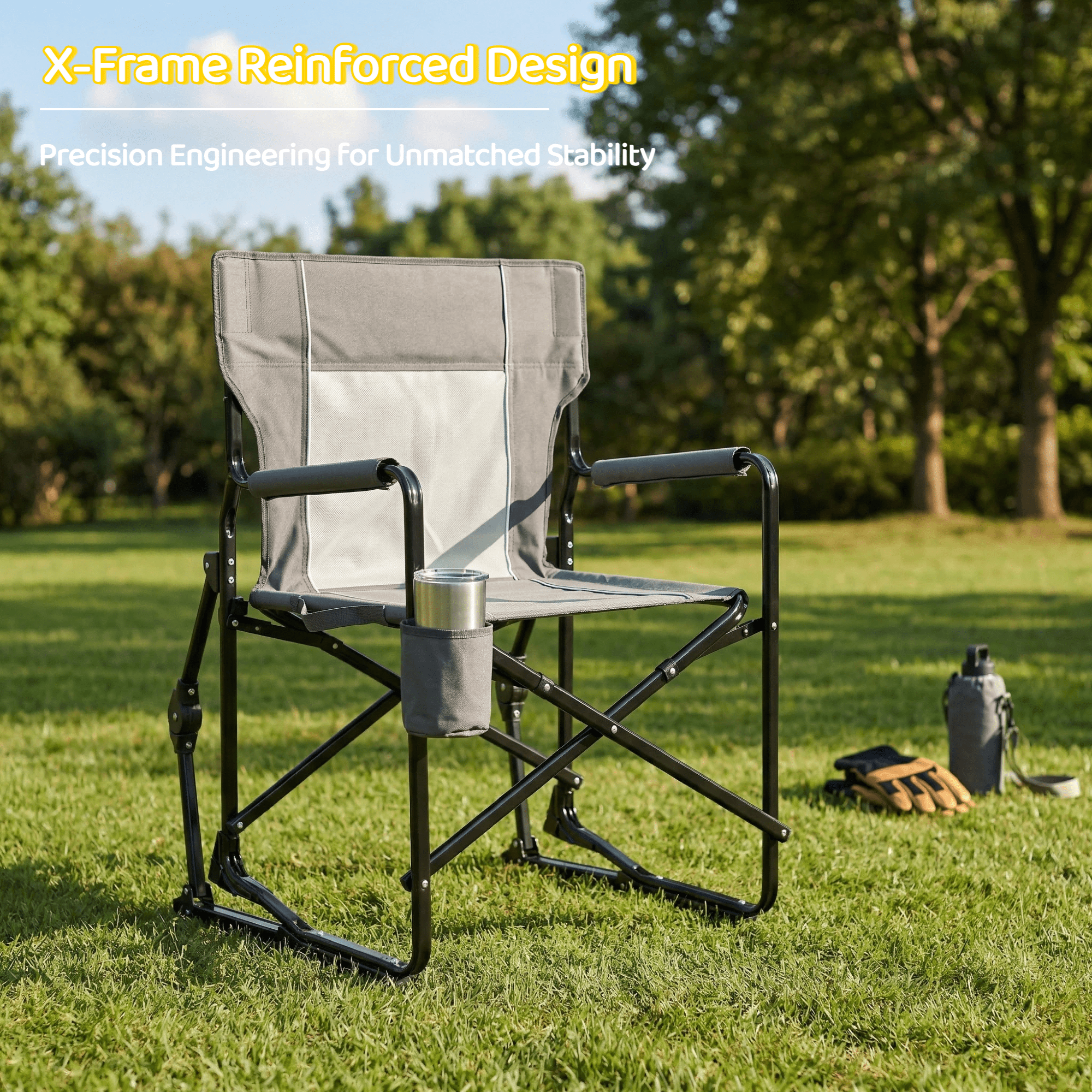 椅子 Folding rocking chair Blazezo Portable Folding Rocking Camping Chair, Outdoor Rocker