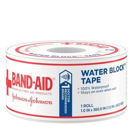 Band-Aid Brand Waterproof Tape - 1 Inch x 10 Yards (Pack of 4)