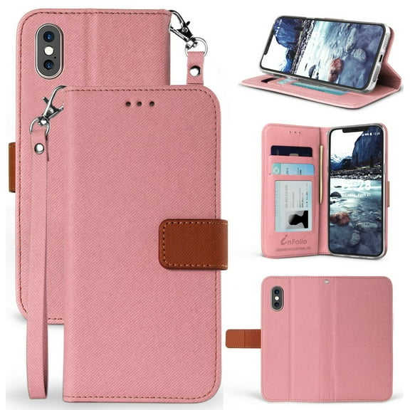 Case for iPhone Xs Max, New Infolio Wallet Credit Card Slot ID Cover, View Stand [with Magnetic Closure, Wrist Strap Lanyard] for Apple iPhone Xs Max (Size 6.5" model) (10s Max)
