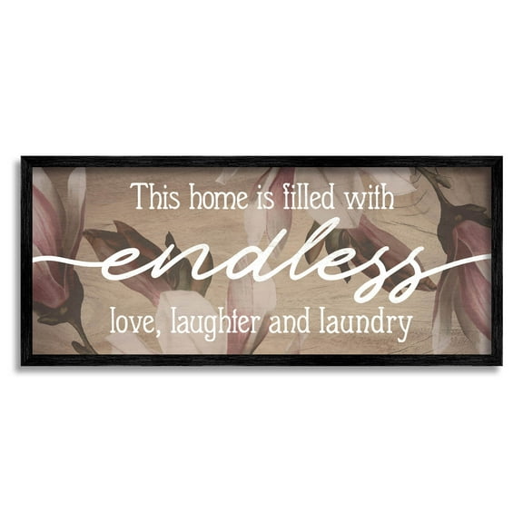 Endless Love Laughter Laundry Phrase Botanical & Floral Graphic Art Black Framed Art Print Wall Art