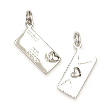 925 Sterling Silver Polished Letter Envelope Solid Charm Pendant 30mmx20mm
