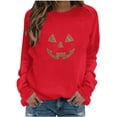 thumbnail image 3 of Yanchicy Womens Crew Neck Sweatshirt Long Sleeve Pullover Tops Thin Fleece Rhinestone Ghost Graphic Soft Loose Fall Halloween Clothes Spooky Season Outfit, 3 of 6