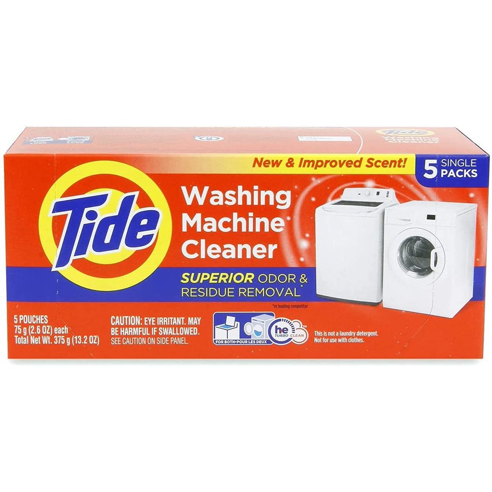 Washing Machine Cleaner by Tide, 5 Count Box, Washer Cleaner Powder for Front and Top Loader