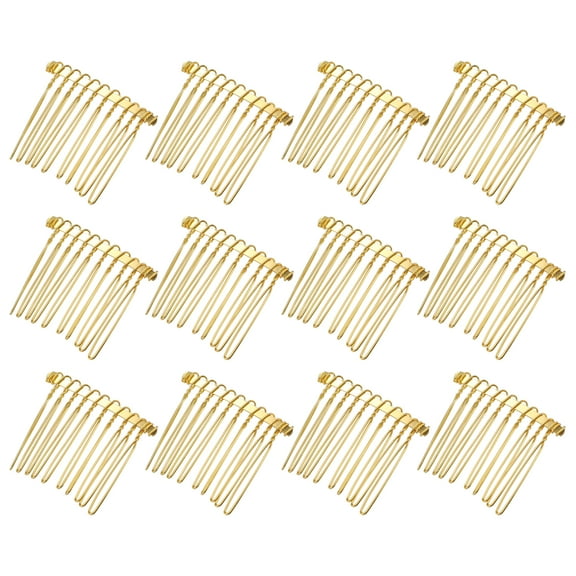 Unique Bargains 12 Pcs No Slip Hair Side Combs Accessories Metal 1.6" Gold Tone