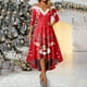 thumbnail image 1 of Vestidos Elegantes Para Mujer, Vestido Camisola de Navidad Para Mujer, Vestido de Cuello En V de Color Liso, Vestido de Fiesta Informal de Media Manga Para Mujer, 1 of 3
