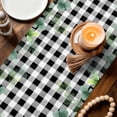 thumbnail image 3 of Spring Pink Roses Table Runner 72 Inches, Pastoral Eucalyptus Black White Plaid Bed Runner Dresser Scarves Tabletop for Indoor Outdoor Parties/Ceremony/Banquet, 13" x 72", 3 of 8