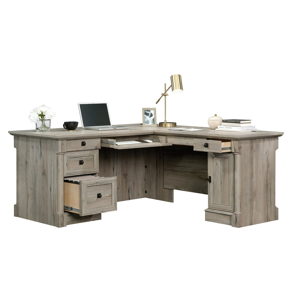 Sauder Palladia LShaped Desk, Split Oak Finish
