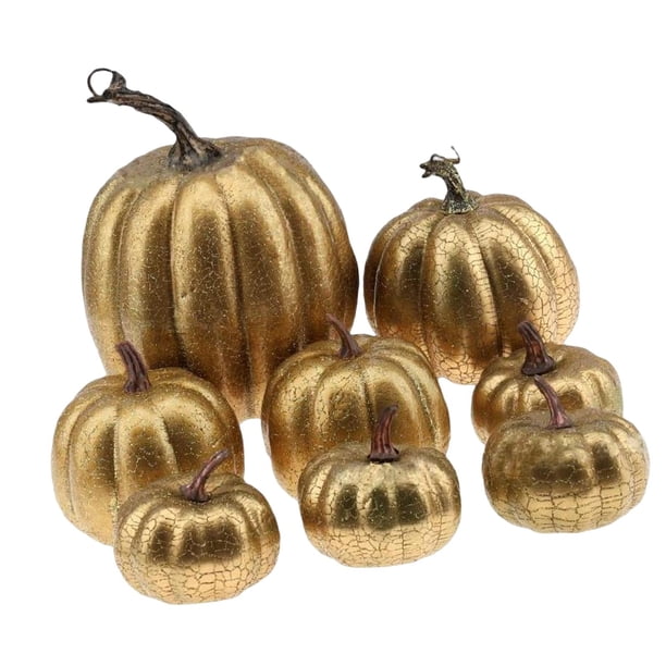 Exhibición de s decoraciones de caída de cabaza 8pcs para el Dorado Zulema calabazas falsas