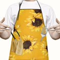 thumbnail image 2 of Yellow Sunflower Pattern Apron-Garden Aprons for Women with Pockets-Cotton Linen Waterproof Kitchen Cooking Gardening Aprons Adjustable for Kitchen,Cooking,BBQ and Salon 33x27 Inch, 2 of 7