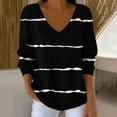 thumbnail image 3 of gbyLJF Women's Striped Printed Knitted Sweater Casual Loose Comfortable V-neck Long Sleeve Pullover Fall Winter Casual Base Layer Shirts Top, 3 of 6