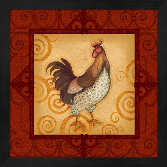 Decorative Rooster IV by Vivian Eisner, Framed Wall Art, 13.25W x 13.25H