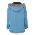 thumbnail image 6 of Brilliant Jean Jacket for Women with Faux Fur Denim Jackets Women's and Thick Long Sleeved Collar Denim Solid Color Jacket Blue XXXL, 6 of 9