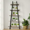 thumbnail image 5 of YUSAZENS 5 Tier Ladder Shelf, Tall Open Rustic Etagere Ladder Bookcase, Flower Stand Plant Rack, Standing Bookshelf for Living Room, Home Office, Balcony, Kitchen, Bathroom, 5 of 7