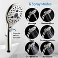 thumbnail image 3 of VXV Bathroom Handheld Shower Head with on off Switch, 6 Spray Setting Removable High Pressure Showerheads with 6 FT Stainless steel Hose and Adjustable Angle Bracket(Brushed Nickel), 3 of 8