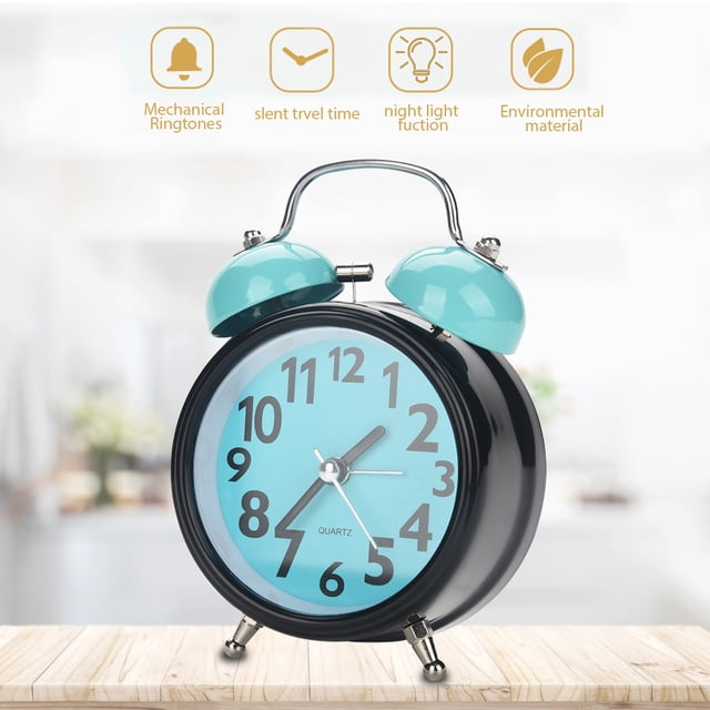Reloj despertador mecánico, doble campana, ultrasilencioso, ruidoso, despertador de metal, construido para el futuro