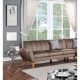 thumbnail image 3 of Living Room Gorgeous Velvet Fabric 2pc Sectional Set LAF Sofa And RAF Loveseat Wedge in Light Brown Plush Cushion Lounge Couch, 3 of 8