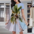 thumbnail image 2 of Tropical Palm Tree Print Women's Classic Swing Skater Dress Casual Work Party Cocktail Dresses, 2 of 6