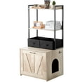 thumbnail image 4 of KFFKFF Litter Box Cabinet, Concealed Cat Toilet with Dual Shelves & Baskets, Wood Pet Bathroom for Indoors, Fits Standard Litter Trays, 23.6"L x 19.7"W x 50"H, Natural Finish, 4 of 9