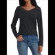 thumbnail image 2 of Camisetas con Cuello en V para Mujer, Blusas de Encaje de Larga, Holgadas, Elegantes e Informales, para Otoño e Invierno, A . Negro M, 2 of 8