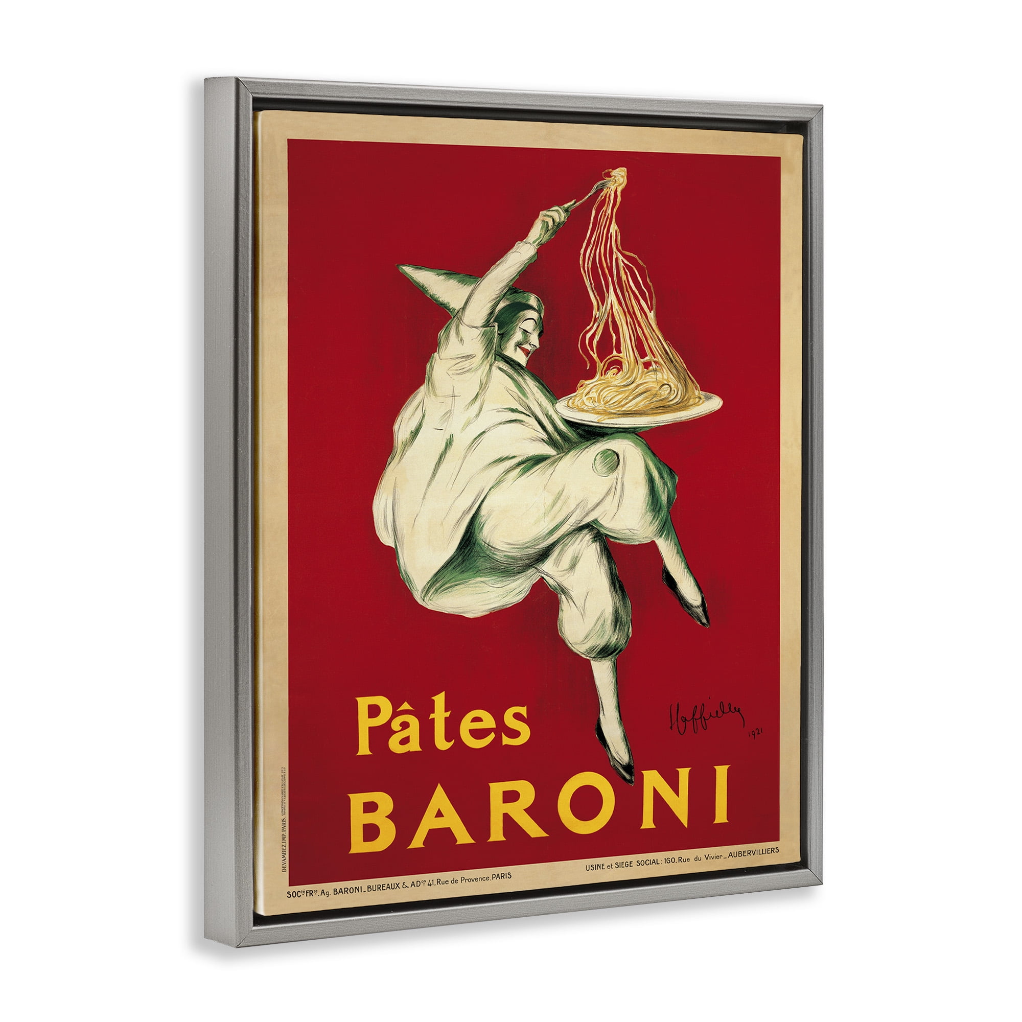 Stupell Industries Pates Baroni Vintage Food Poster Food & Beverage Painting Gray Floater Framed Canvas Art Print Wall Art, 25 x 31