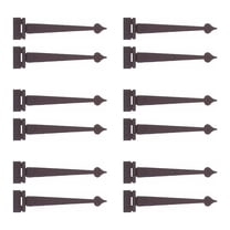 Renovators Supply Black Wrought Iron Strap Hinge Pair 7-3/8 in Spear Tip Flush Mount Heavy Duty Strap Gate and Door Hinges w/Hardware Pack of 6