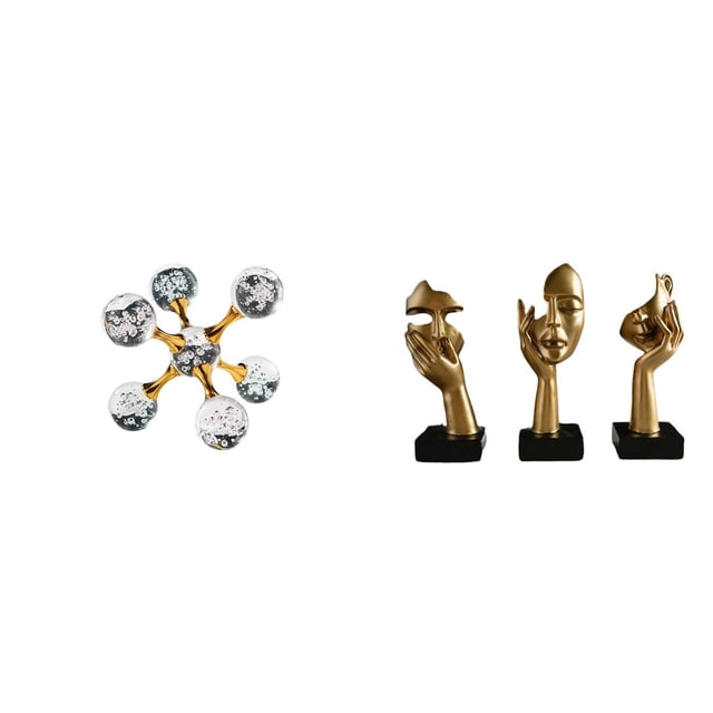 Estatua de Pensador, Figura de Escritorio, Figura Esférica, Escultura de Arte Abstracto, Resina y Vidrio, Arte Moderno, Decoración Creativa, Ideal par