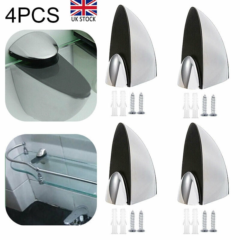 4Pcs Polished Chrome Glass Shelf Support Clamp Brackets Bathroom For Shelves US 