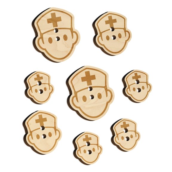 Occupation Medical Nurse Icon Wood Buttons for Crochet Knitting Sewing DIY Craft - 1.25 Inch Large (5pcs)