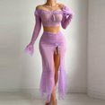thumbnail image 2 of Levmjia Women Nightgown Soft Nylon Long Sleeve Slip Dress Solid Color Slit Home Sleep Comfortable And Breathable Sleepwear Nightwear, 2 of 3