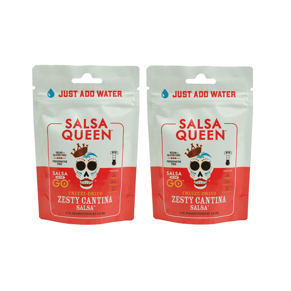 Salsa Queen Gourmet Freeze-Dried Zesty Cantina Salsa | Fresh Ingredients | 3 year life | No Refrigeration Needed | Vegan, Keto, and Gluten Free | Camping, Travel, Outdoors, Space Travel