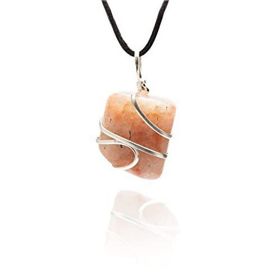 AYANA Sunstone Tumbled Pendant | Natural Crystal Healing Necklace for Women | Stone of Divine Energy | Sacral Chakra | Eliminates Negativity | Handmade with Ethically Sourced Raw Natural Pure Gemstone