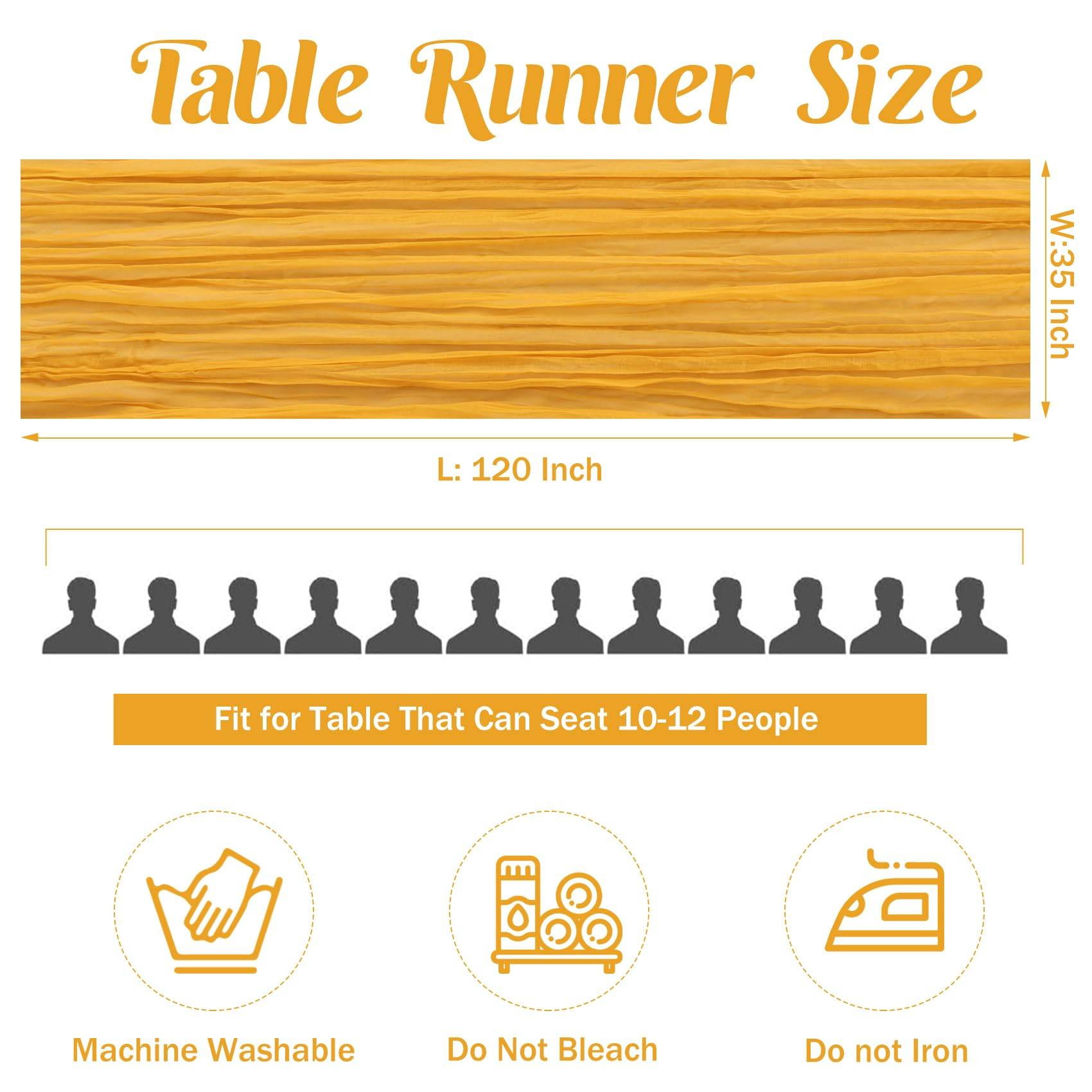 iMucci 6 Pack 10FT Cheesecloth Table Runner Mustard Gauze Fabric Tablecloth Rustic Sheer Table Runner for Wedding Birthday Baby Shower Party Boho Table Decoration