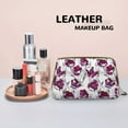 thumbnail image 4 of Tulips Flowers White Leaves Makeup Bag, Large Capacity Travel Cosmetic Bag for Women Girls- Travel Toiletry Bag Leather Portable Waterproof Makeup Case Organizer with Handle, 4 of 4