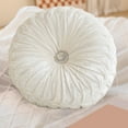 thumbnail image 2 of Clearance! Round Throw Pillow Velvet Home Decoration Pleated Round Pillow Cushion for Couch Chair Bed Car 13.7x13.7inches White, 2 of 6
