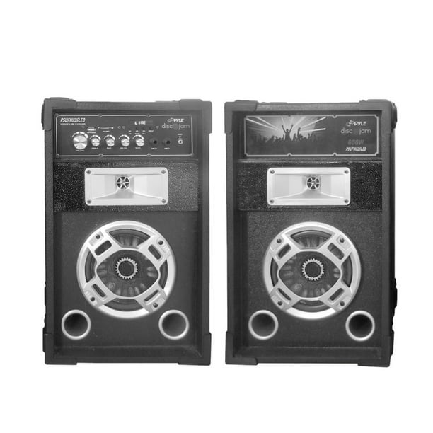 Pyle Disco Jam Dual Bookshelf Stereo Speaker System, USB/SD/MP3