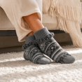 thumbnail image 4 of Adult Floor Slipper Socks Cable Knit Fleece Lined Thick Sock Slippers Indoor House Socks Warm Knit Bootie Socks Cozy Winter Footwear Non Slip Soft Plush Home Shoes (Gray), 4 of 4